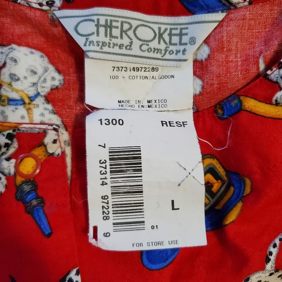 Cherokee Inspired Comfort Fire Dept Dalmation Dog Scrub Top - Picture 13 of 14